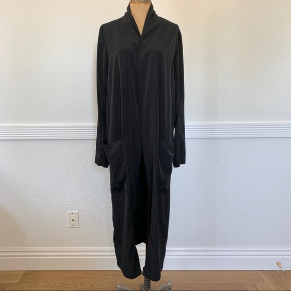Pre-owned Leith Draped Open Front Duster Black 4 - Picture 1 of 7
